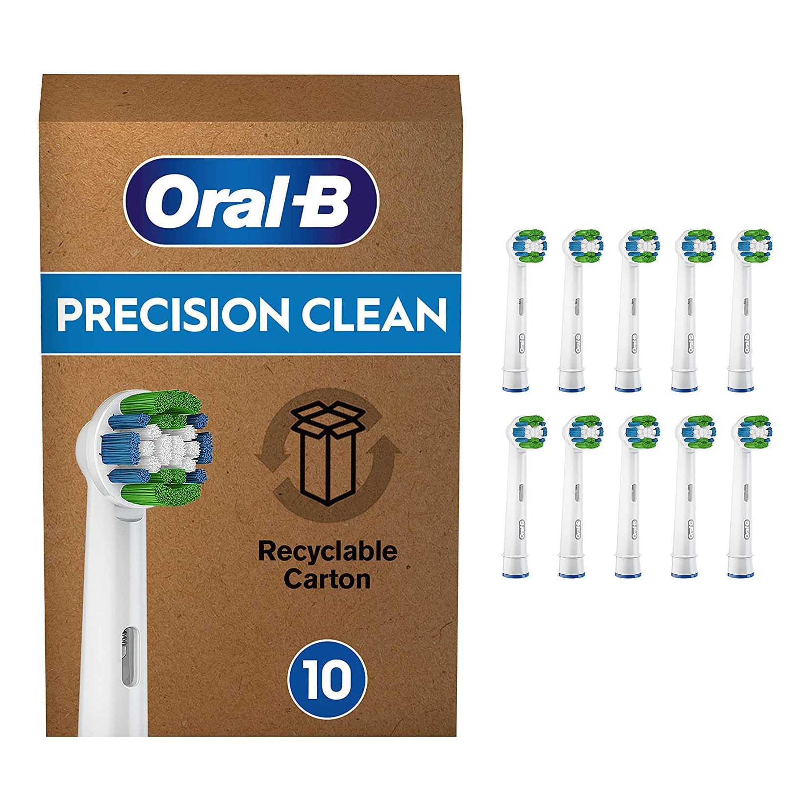 Oral-B Precision Clean Electric Toothbrush Heads with CleanMaximiser Technology – 10 Pack Electric Toothbrush  |  Replacement Heads  |