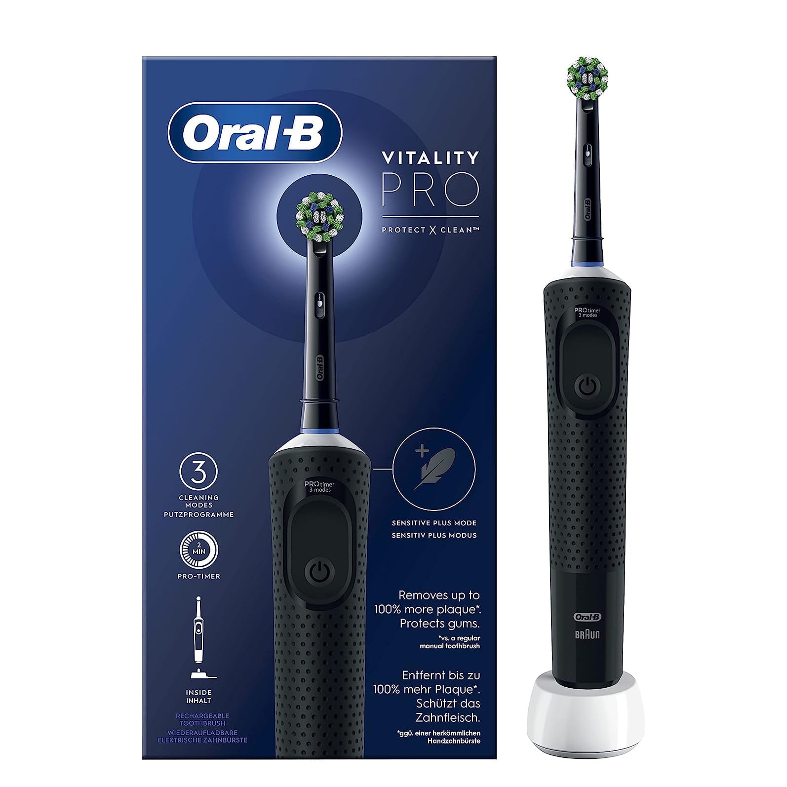 Oral-B by Braun Vitality Pro Electric Toothbrush with 3 Brushing Modes – Black Electric Toothbrush  |  Toothbrushes  |