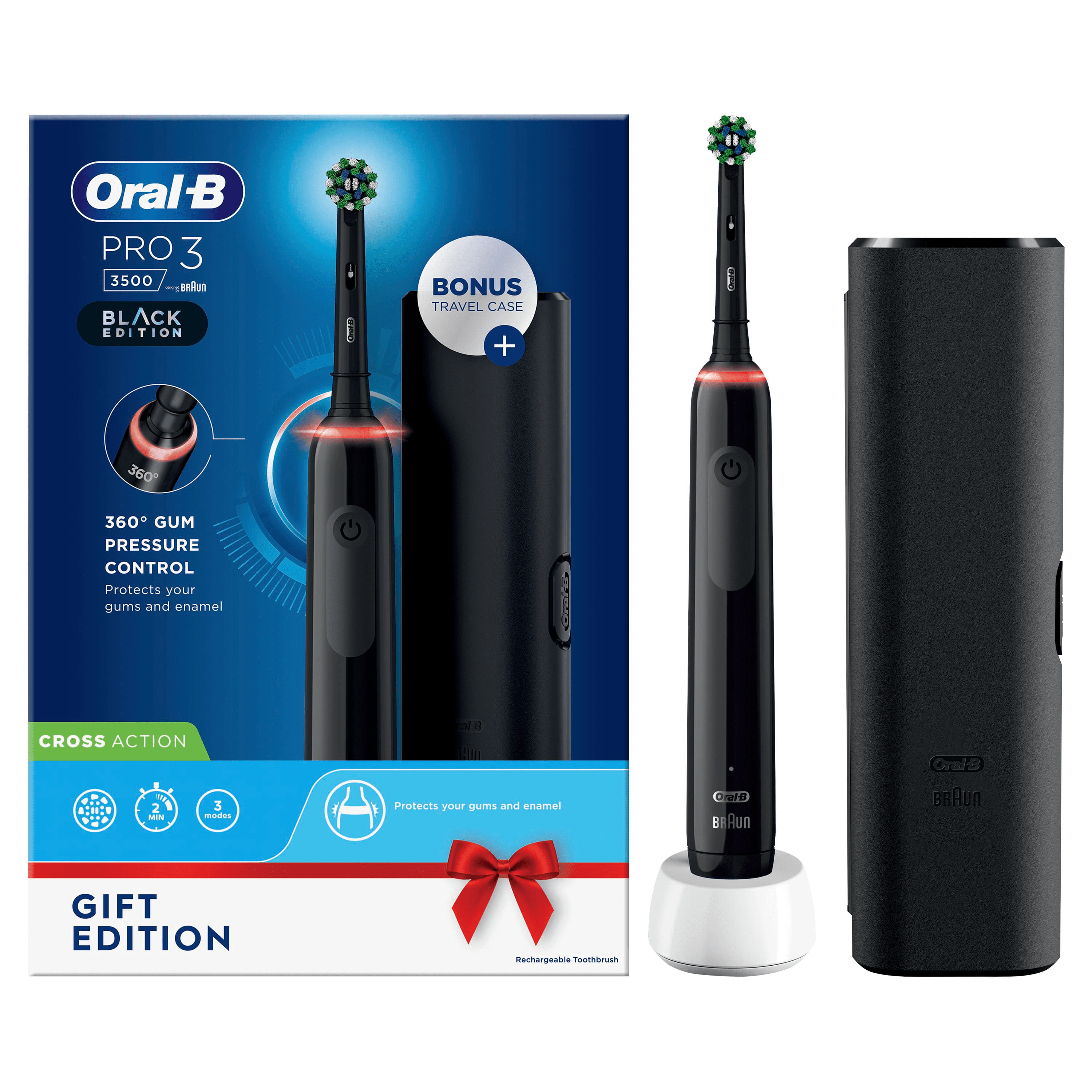 Oral-B Pro 3 3500 Electric Toothbrush With 3 Modes & Travel Case – Black Edition Electric Toothbrush  |  Toothbrushes  |
