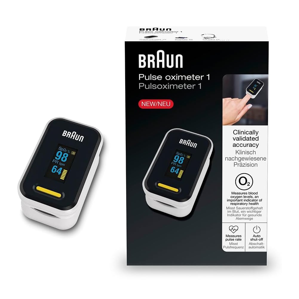 Braun Pulse Oximeter 1 (Oxygen Saturation, Blood Oxygen Levels, Clinically Accurate, Certified Medical Device) Brands  |  Braun  |